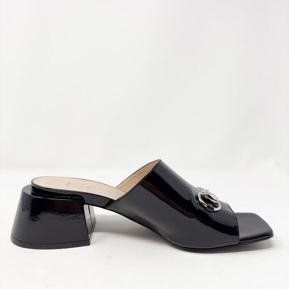 Gucci Patent Leather Lexi Horsebit Slide Sandals - Picture 8 of 12